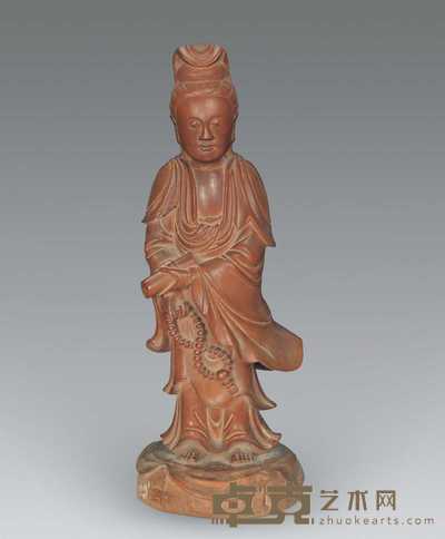清 木雕观音 27×13cm